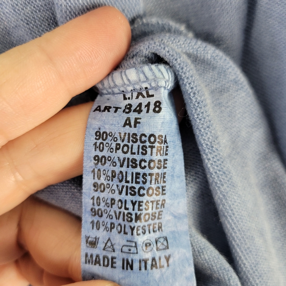 Made in Italy ART 8418 AF Chambray Knit Top Silver Metallic Accents Size L/XL - Picture 10 of 11